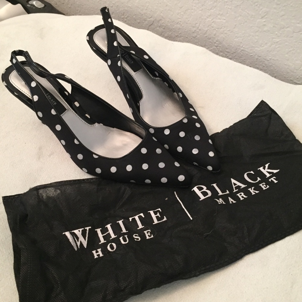 Polka dot sling back heels